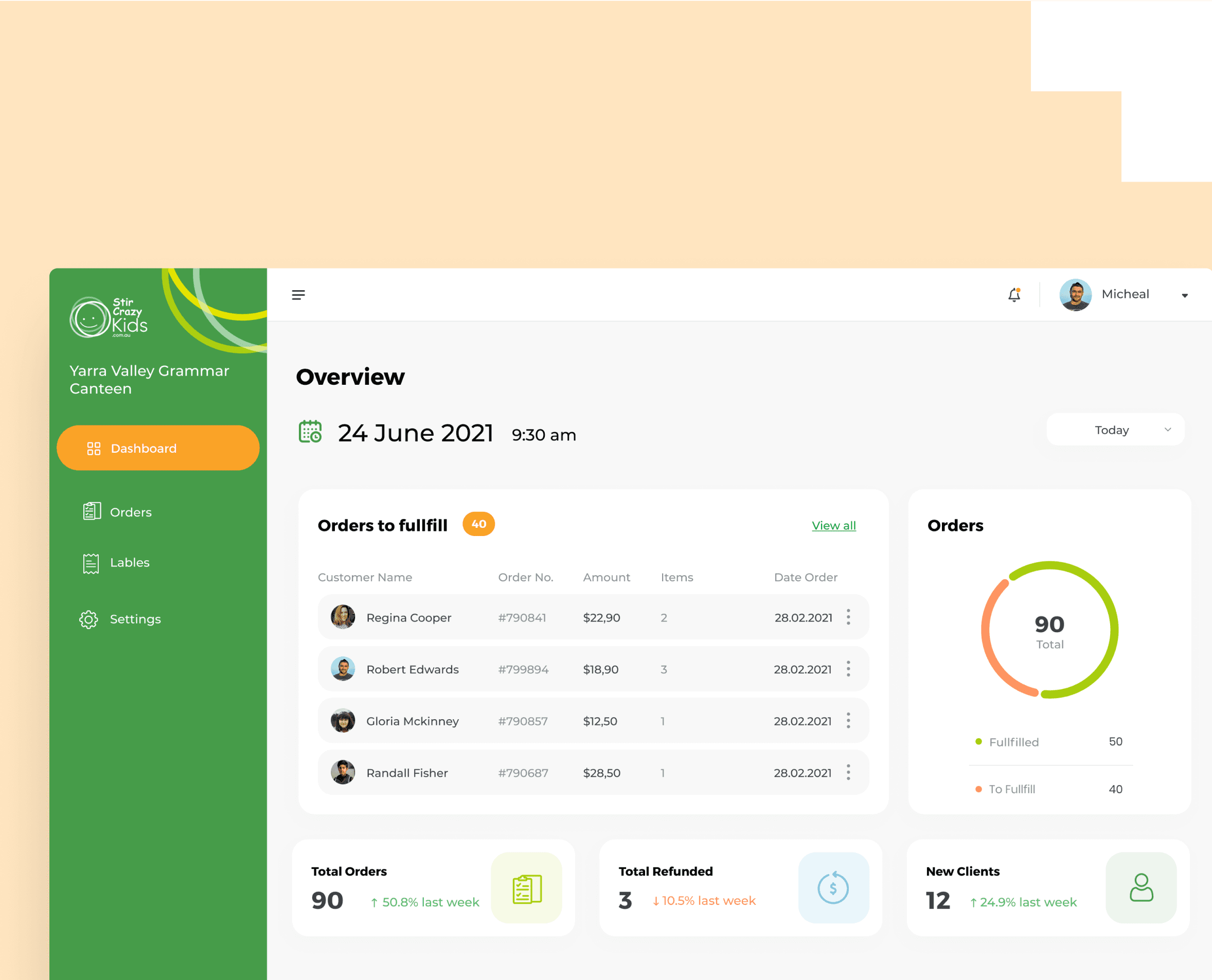 Canteen Operator Portal