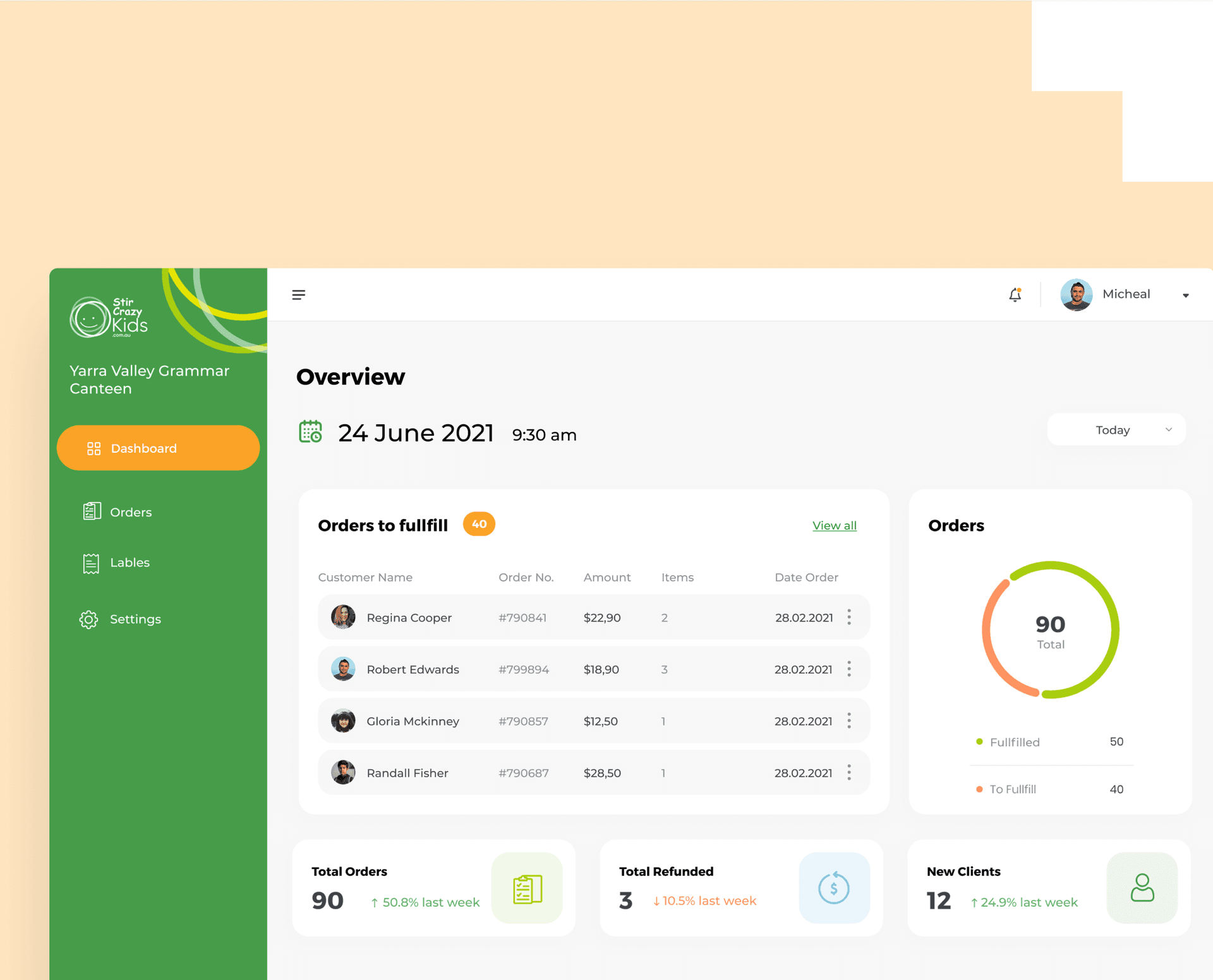 Canteen Operator Portal