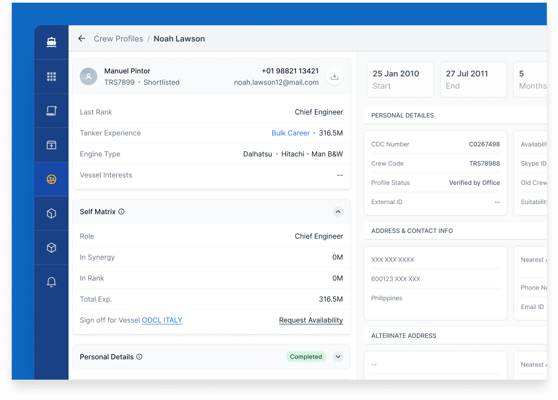 Central Dashboard App - Synergy Marine