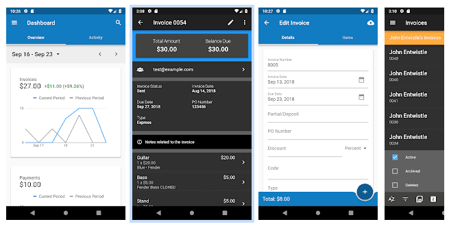 Invoice Ninja app built using Flutter