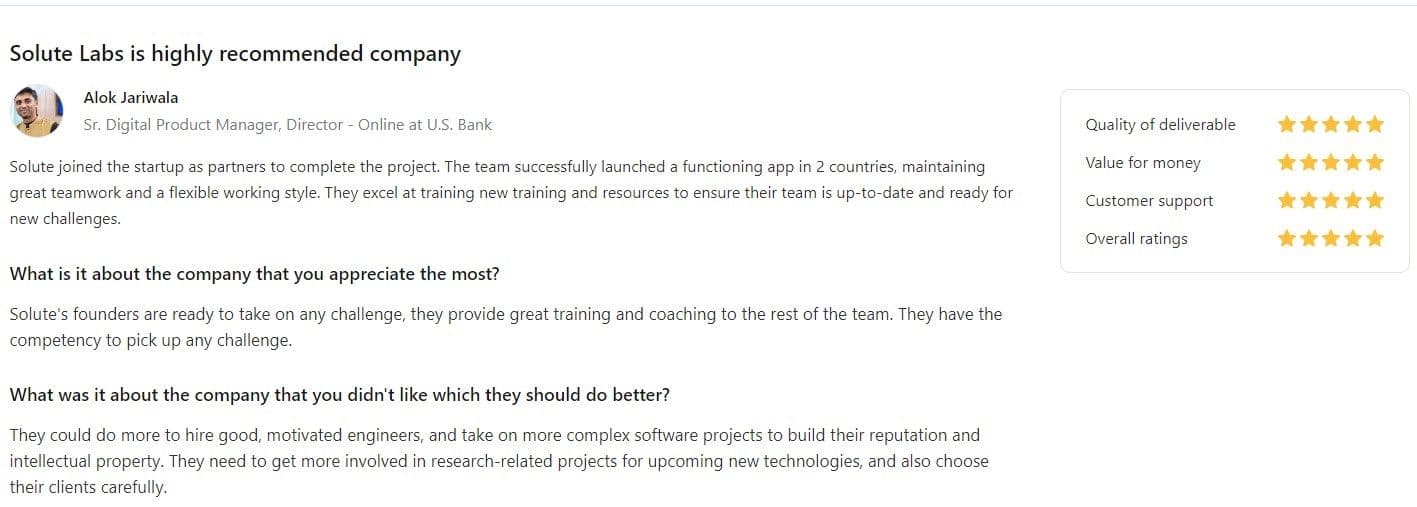 SoluteLabs Customer Review 1