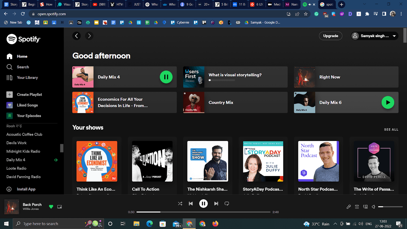 Spotify- Storytelling in UX example