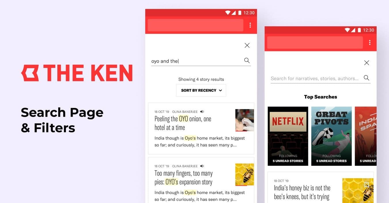 the ken search and filters page